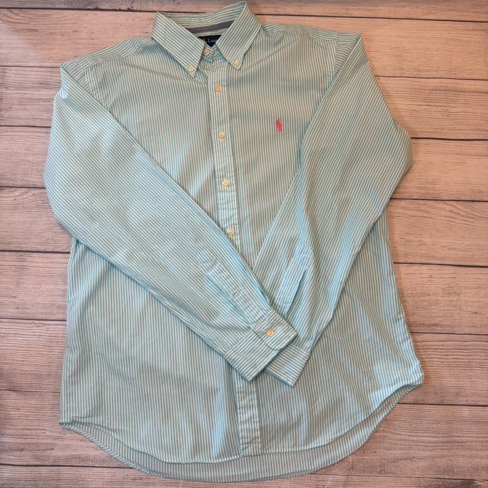 Ralph Lauren Aqua Striped Button Down Shirt
